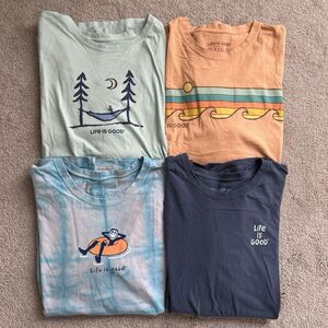 Life is Good T-Shirt LOT of 4 Men 3XL Short Sleeve Graphic Beach Travel Vacation
